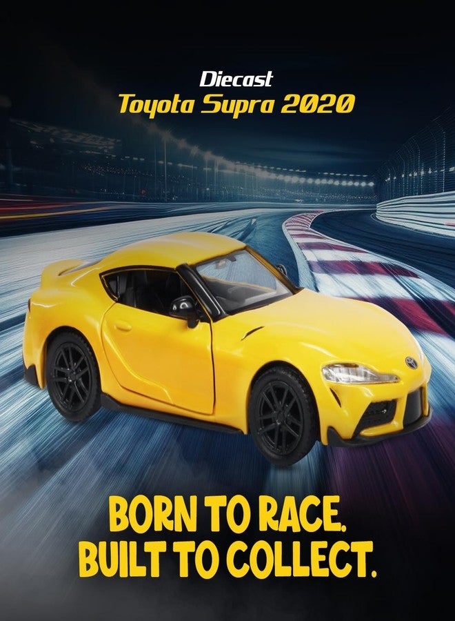 آر إم زد سيتي سيارة لعبة تويوتا سوبرا 2020 من آر إم زد سيتي، مصنوعة من المعدن المصبوب، مقاس 5 بوصات، بمقياس 1:36 | سيارة مرخصة قابلة للتجميع مع أبواب قابلة للفتح وآلية سحب للخلف | سلسلة عالمية للأطفال ومحبي السيارات | أصفر - Image 3